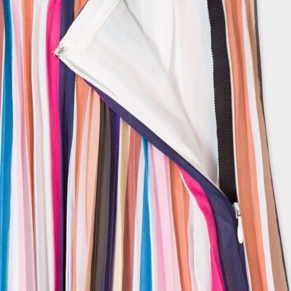 Paul Smith ! Women's Multi Stripe Pleated Skirt With Floral Hem (EU/46) - Picture 4 of 11